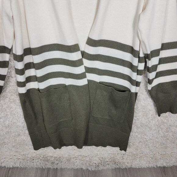 Michael Kors Cardigan Womens XL Striped Open Front Sweater Pockets Lightweight - Picture 4 of 11